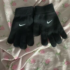 Nike Dark Knit Gloves with White Logo